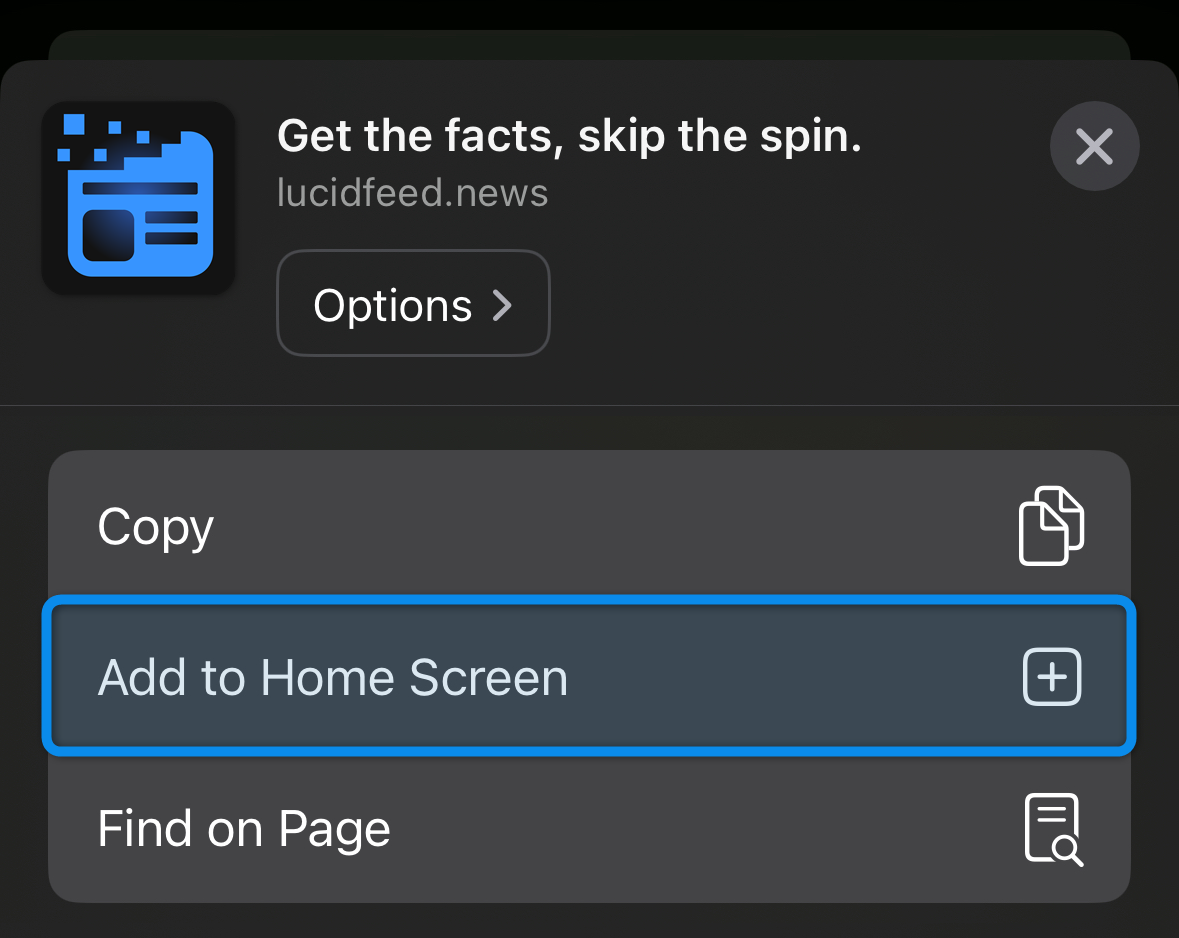iOS Safari Add to Home Screen Option